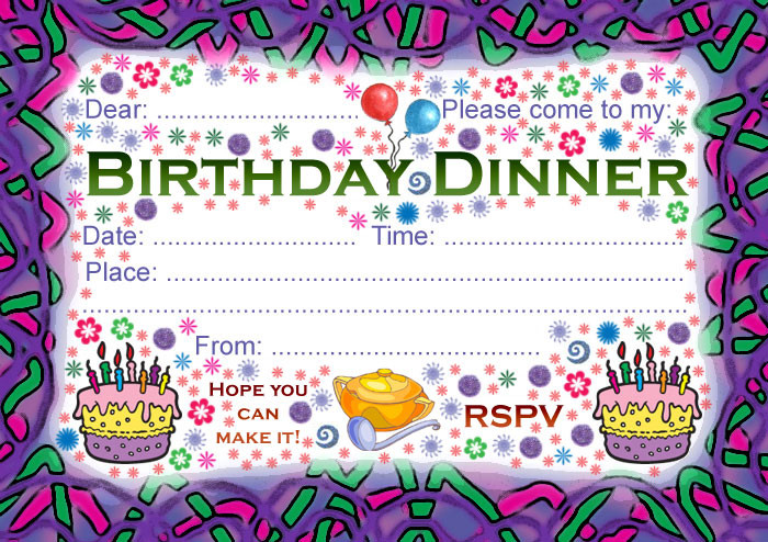 Birthday Dinner Invitation
 Birthday Dinner Party Invitation