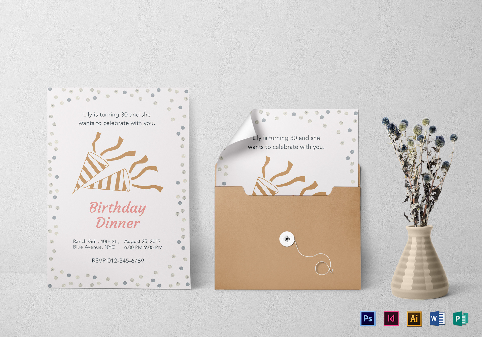 Birthday Dinner Invitation
 Birthday Dinner Invitation Design Template in PSD Word