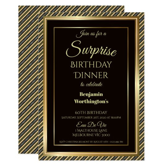 Birthday Dinner Invitation
 Elegant Surprise 60th Birthday Dinner Invitation