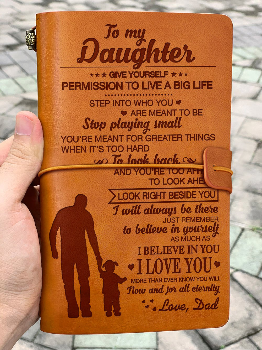 Birthday Gift For Dad From Daughter
 Leather Journal Dad to Daughter Live A Big Life Gift