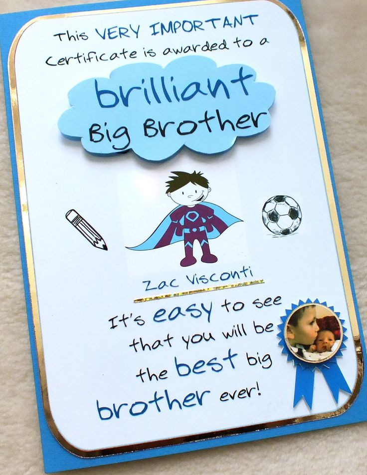 Birthday Gifts For Brother From Sister
 New Big Brother Certificate Card handmade by mandishella