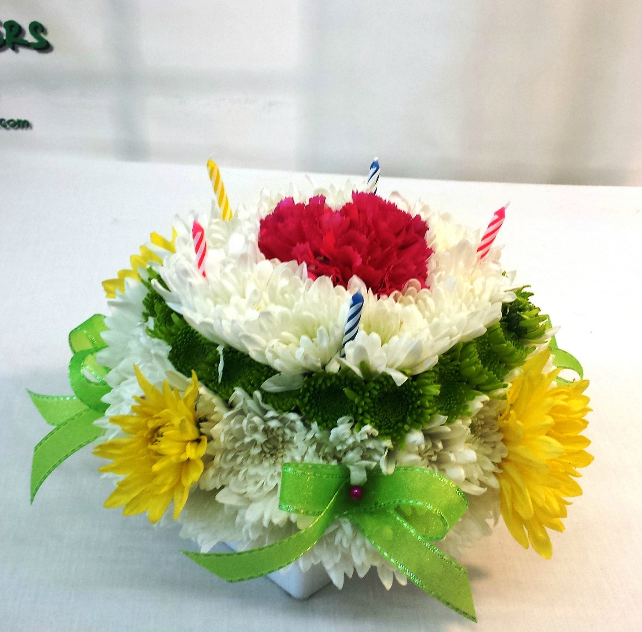 Birthday Gifts Same Day Delivery
 SAME DAY DELIVERY Birthday Flower Cake Green and Yellow
