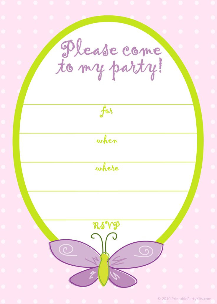 Birthday Invitation Card Template
 Butterfly Birthday Invitations Template – Bagvania