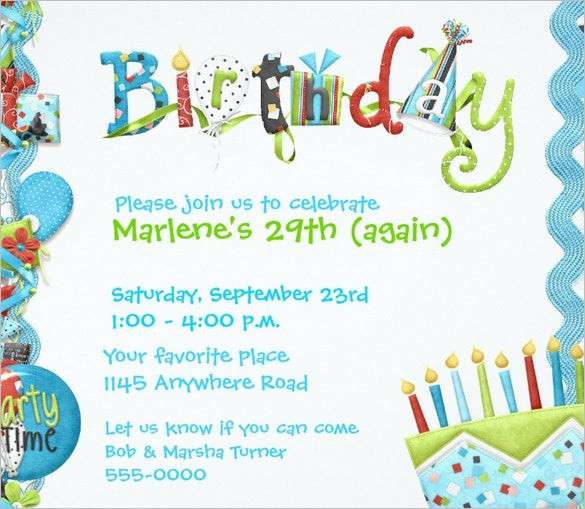 Birthday Invitation Templates Word
 Birthday Invitation Template – 48 Free Word PDF PSD