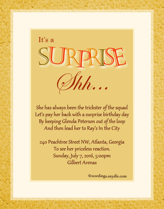 Birthday Invitation Wording Samples
 Surprise Birthday Party Invitation Wording – Wordings and