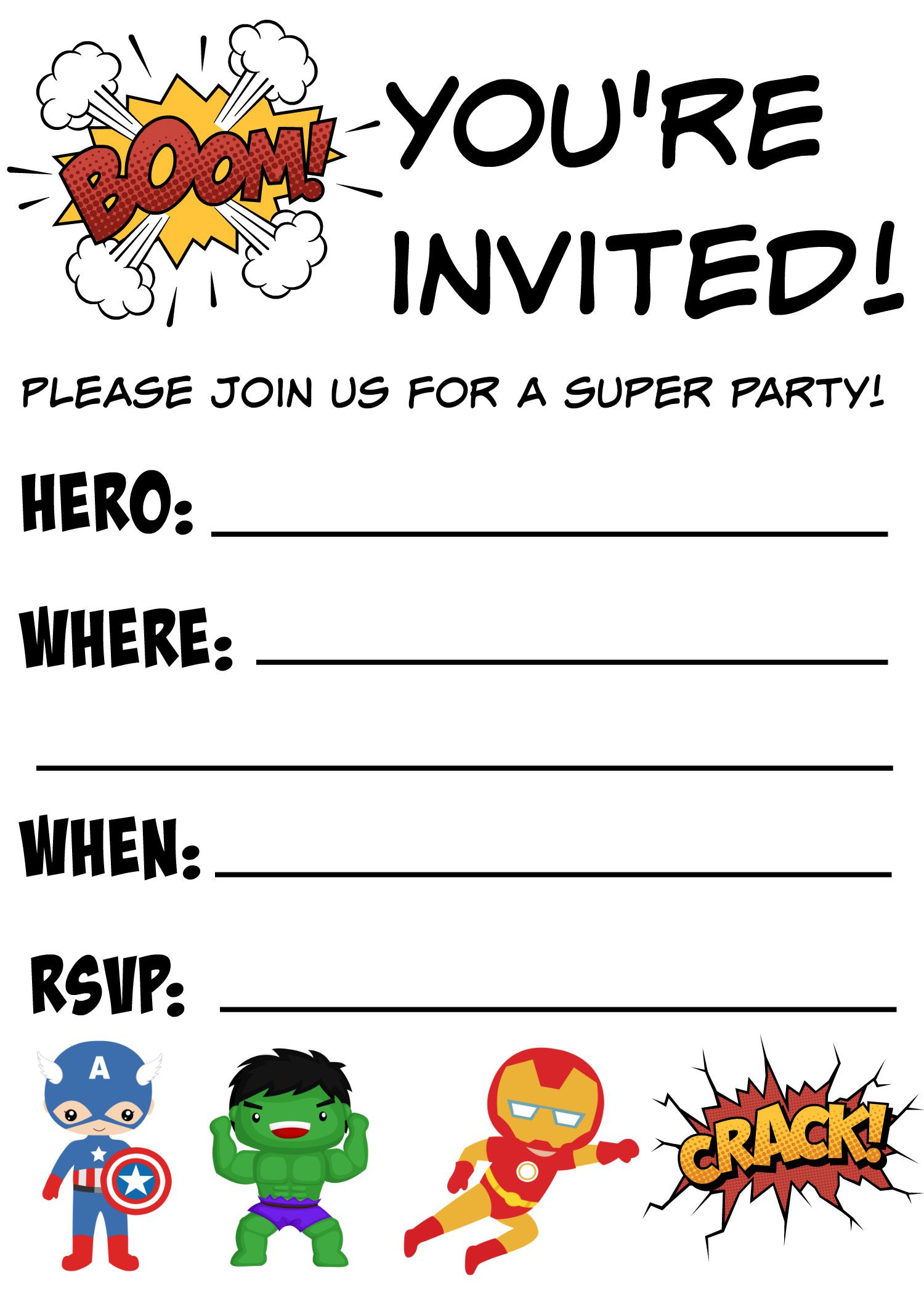 Birthday Invitations Free Printable
 Free Printable Superhero Birthday Invitations Not Quite