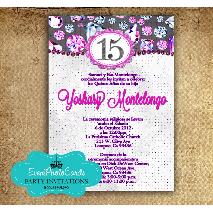 Birthday Invitations In Spanish
 Custom Quinceanera Invitations line Purple Bling