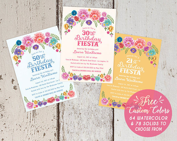 Birthday Invitations In Spanish
 Mexican Fiesta Theme Floral Birthday Party Invitations