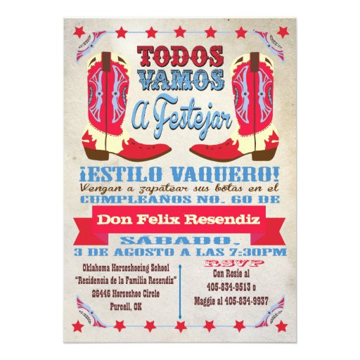 Birthday Invitations In Spanish
 Cowboy Western Birthday Party in Spanish 5" X 7