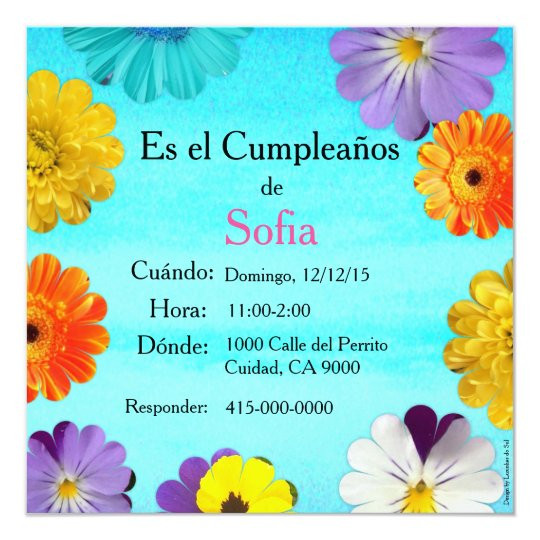 Birthday Invitations In Spanish
 Spanish Invitación de cumpleaños Birthday Invitation