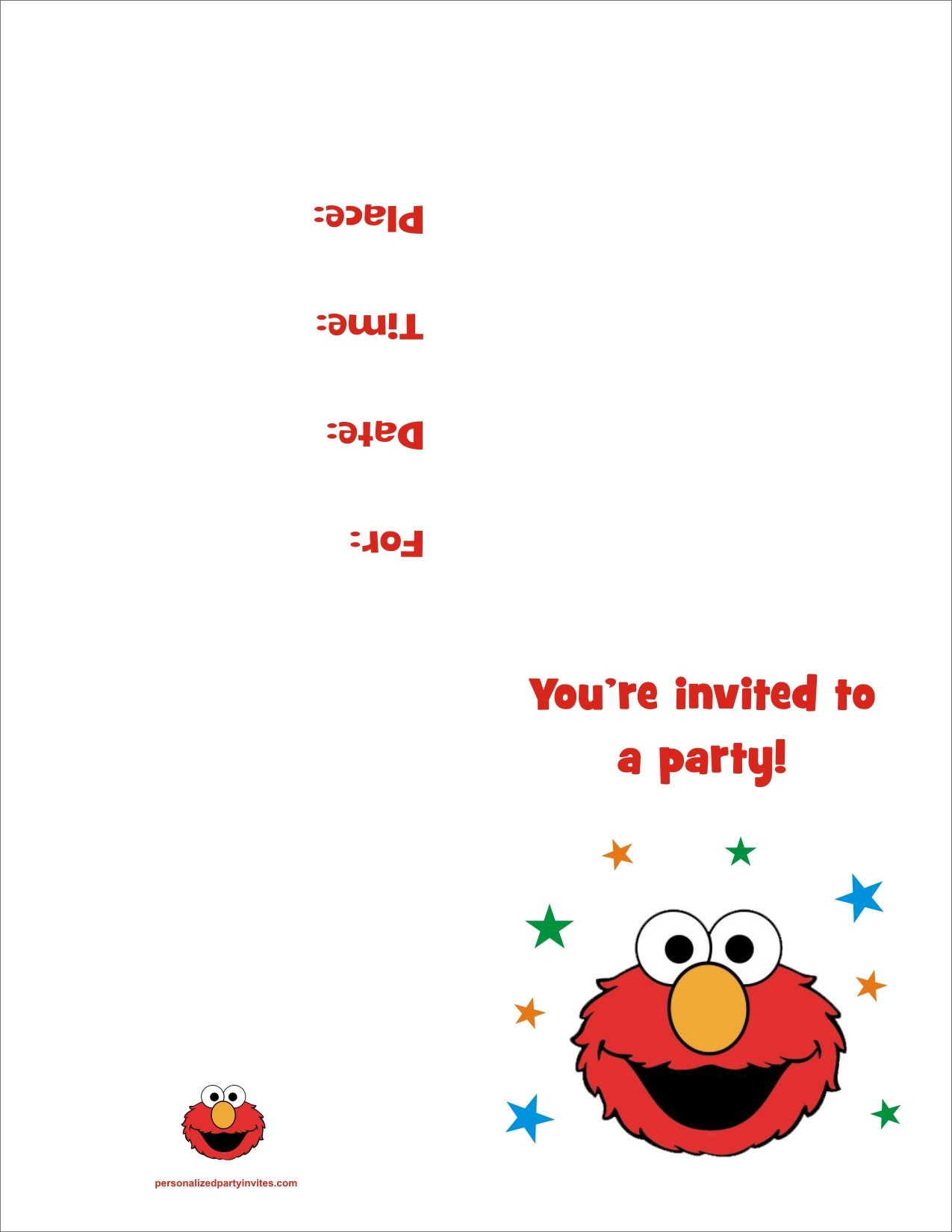 Birthday Invitations Printable
 Elmo FREE Printable Birthday Party Invitation Personalized