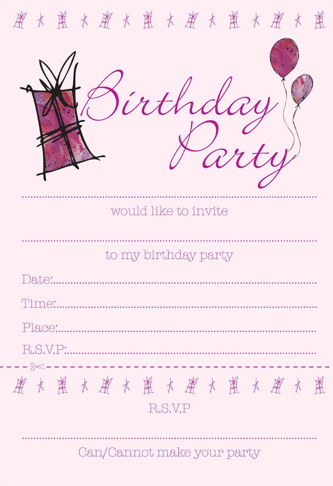 Birthday Invitations Printable
 Printable Birthday Invitations for Girls — FREE Invitation