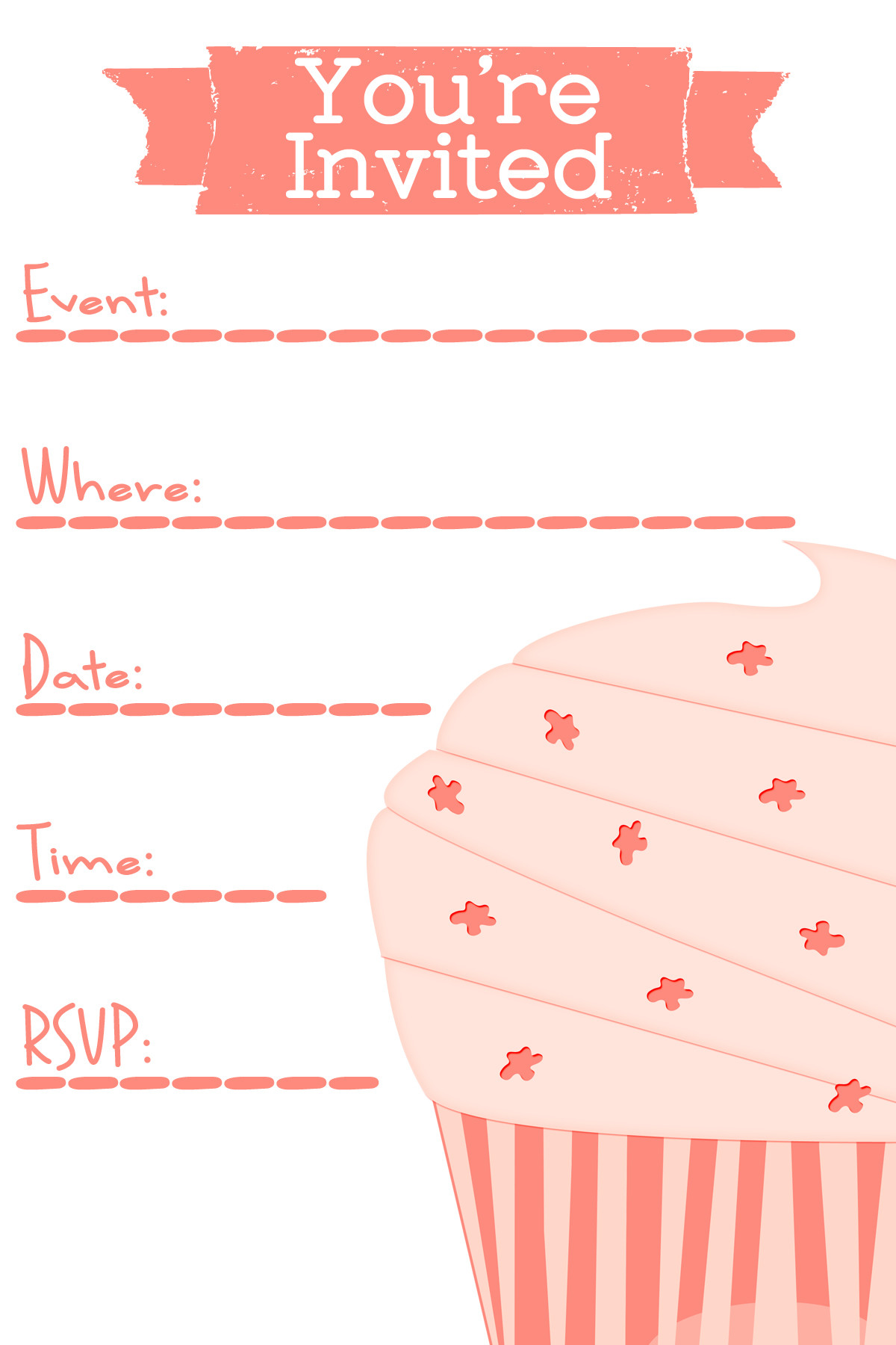 Birthday Invitations Templates Free
 Free Party Invitation Template – Cupcake Clipart