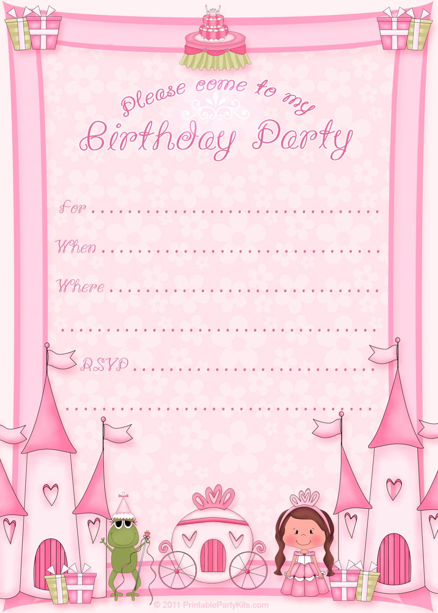 Birthday Invitations Templates Free
 Free Printable Princess Birthday Party Invitations