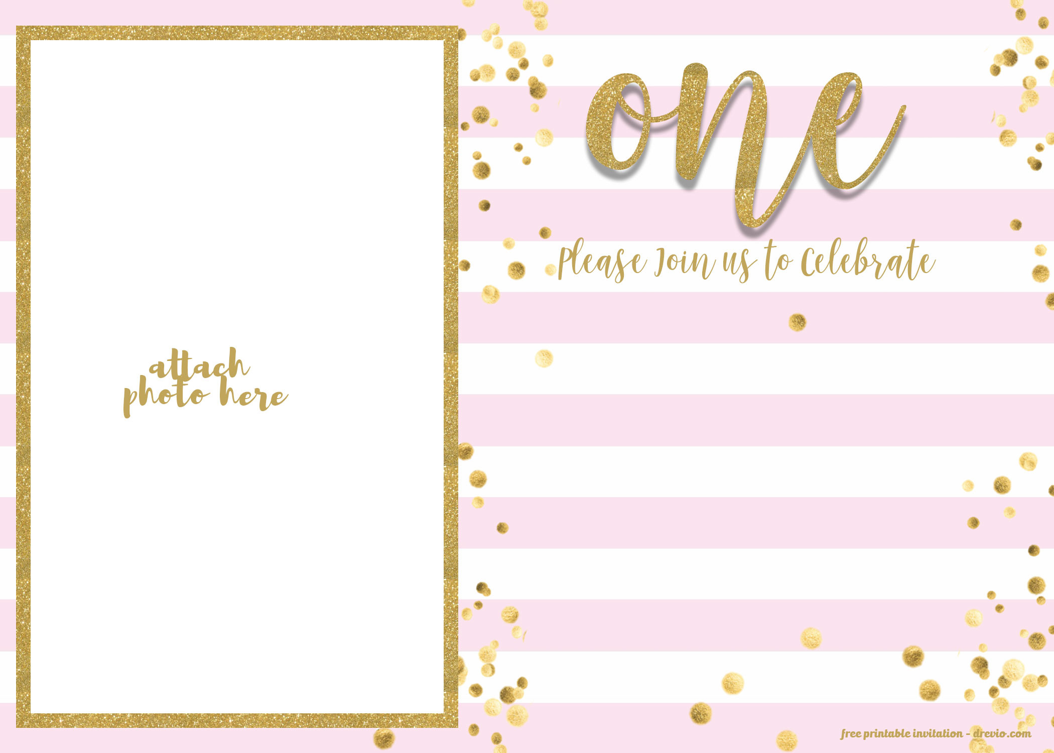 Birthday Invitations Templates Free
 FREE 1st Birthday Invitation Pink and Gold glitter