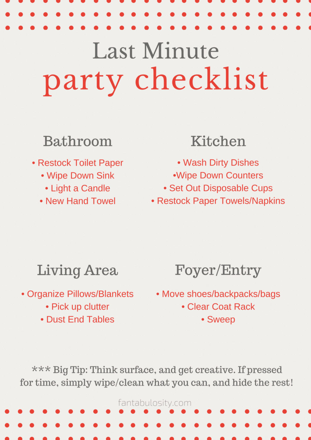 Birthday Party Checklist
 Last Minute Party Checklist Free Download Fantabulosity