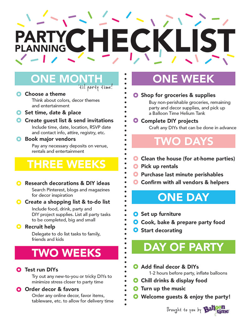 Birthday Party Checklist
 26 Life easing Birthday Party Checklists