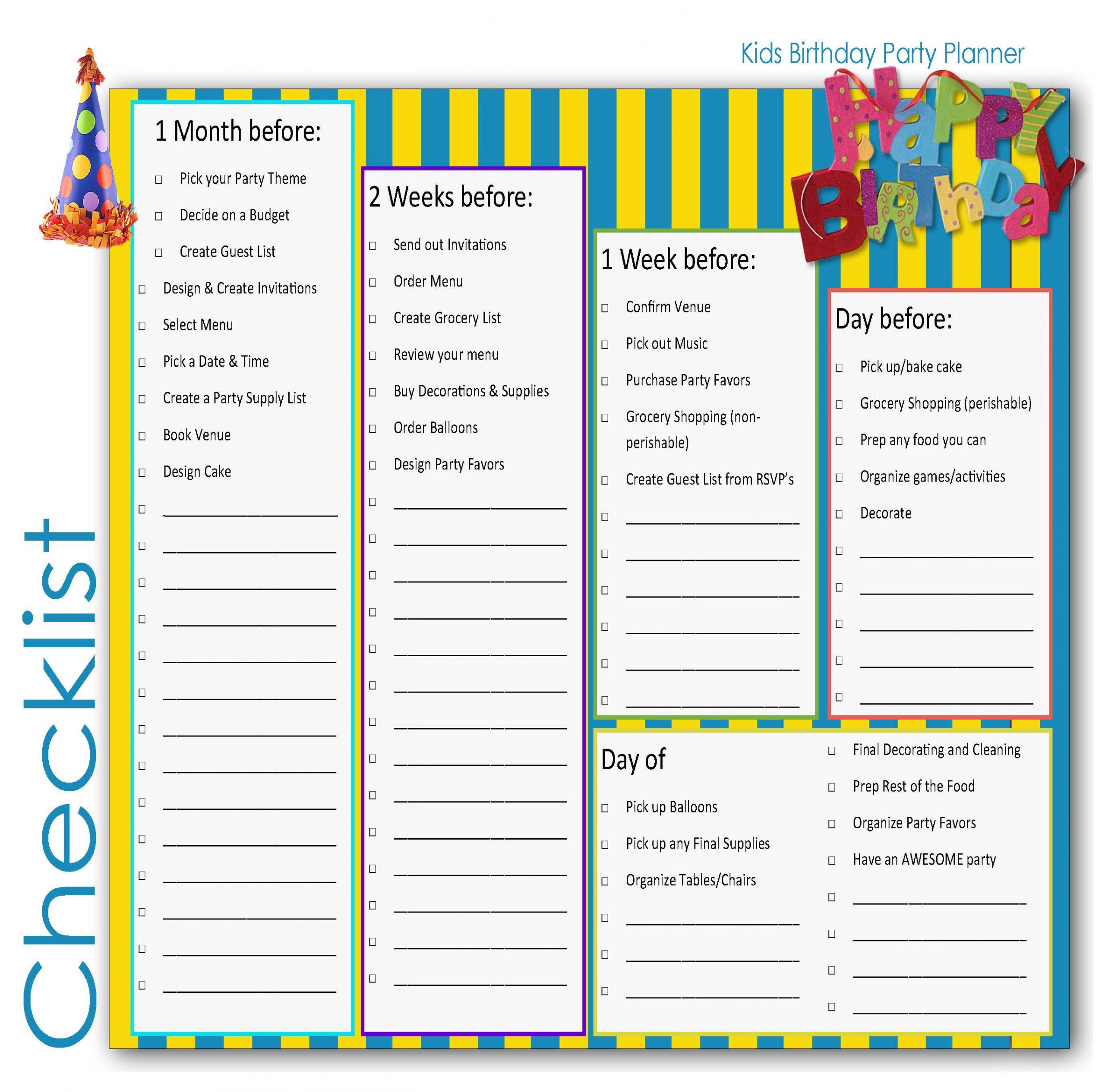 Birthday Party Checklist
 26 Life easing Birthday Party Checklists