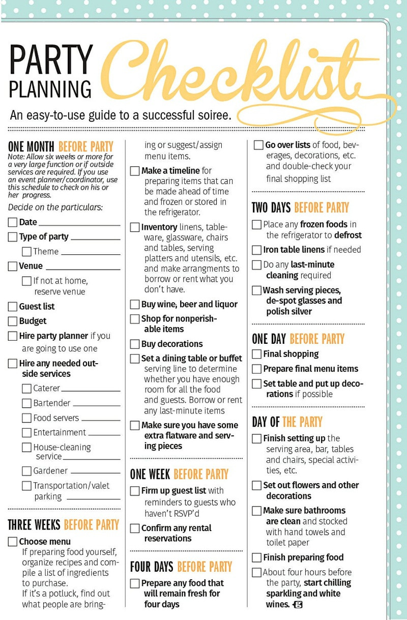 Birthday Party Checklist
 26 Life easing Birthday Party Checklists