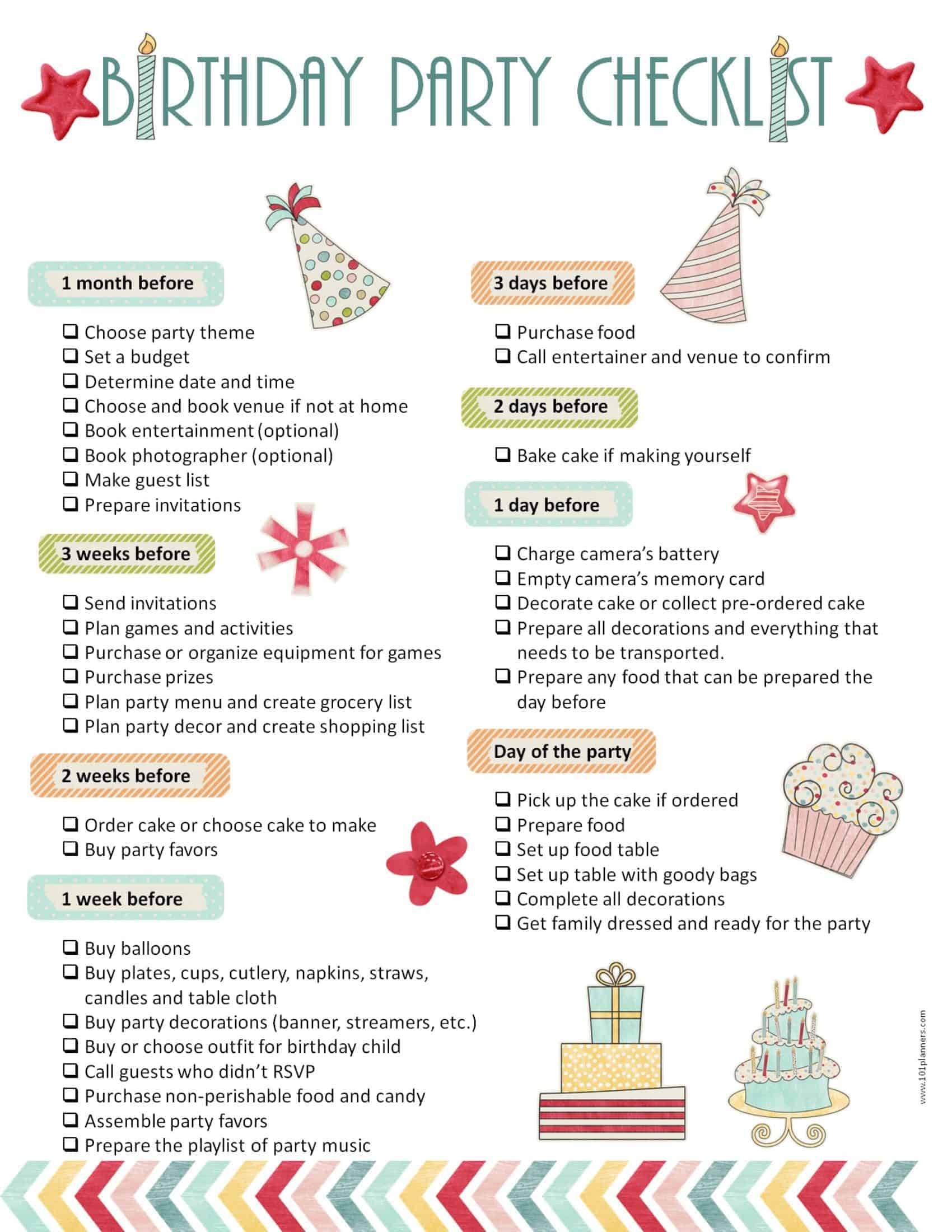 Birthday Party Checklist
 Party Planning Template