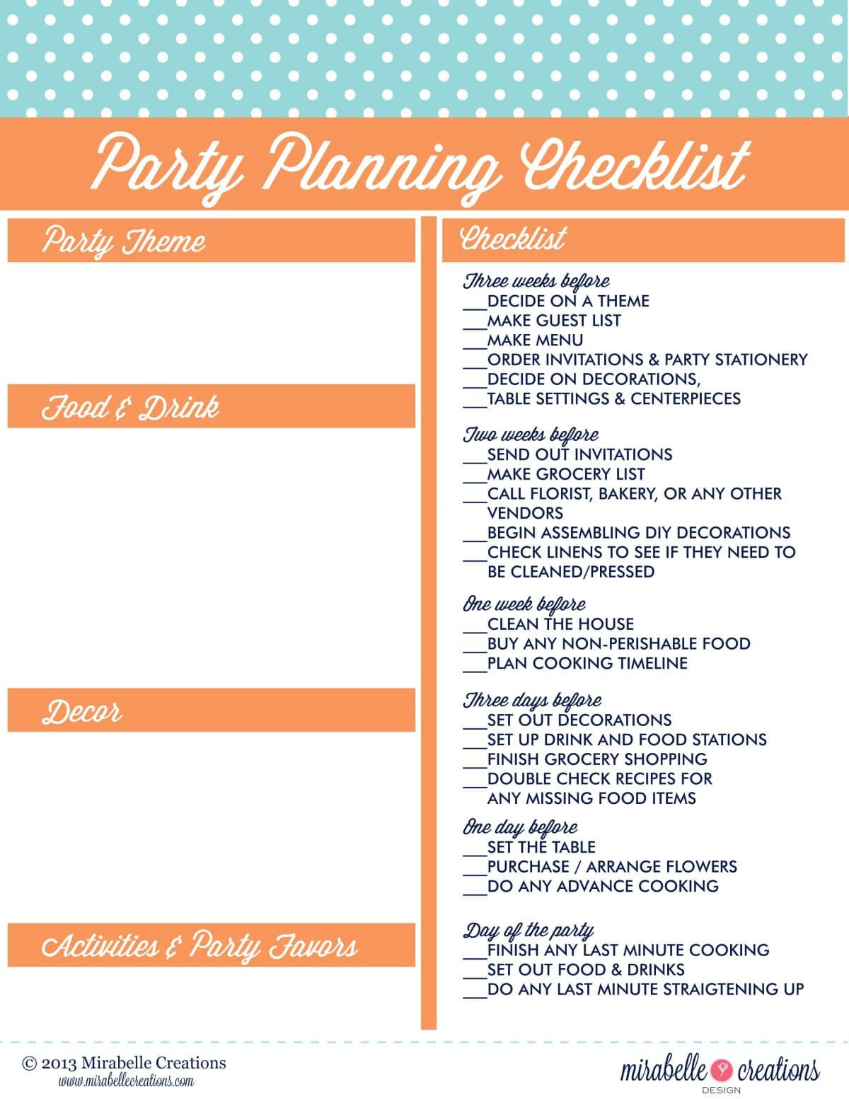 Birthday Party Checklist
 Party Planning for the New Year Somewhat Simple