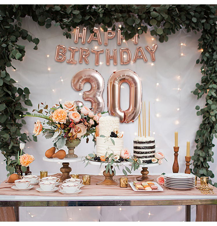 Birthday Party Decor
 Happy 30th Birthday Decorations Rose Gold Balloons