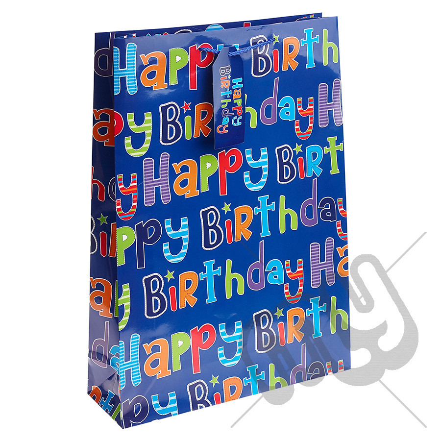 Birthday Party Gift Bags
 Blue Boyish Happy Birthday Gift Bag Extra x 1pc