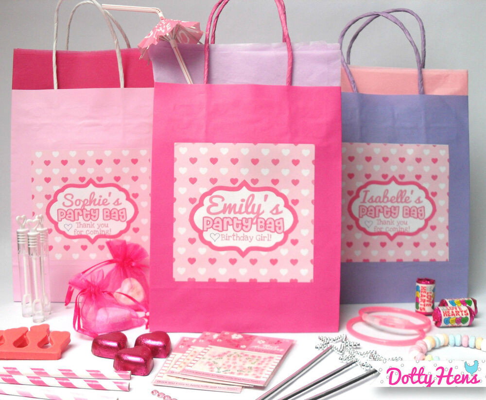 Birthday Party Gift Bags
 PERSONALISED PINK PAMPER BIRTHDAY PARTY PRE FILLED GIFT