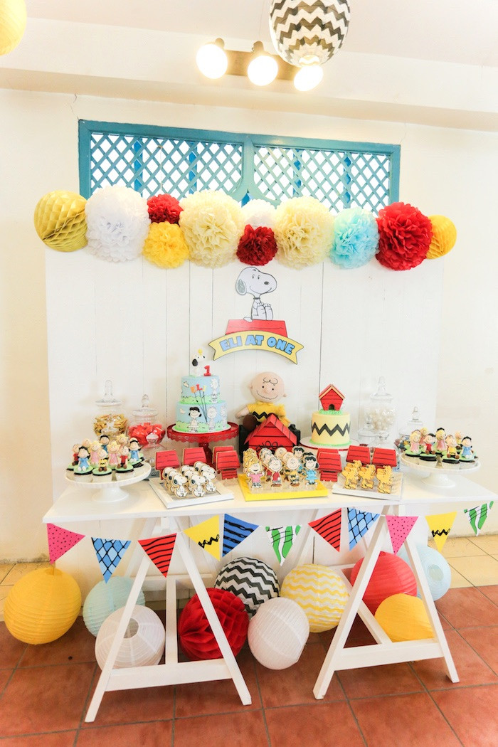 Birthday Party Ideas Decorations
 Kara s Party Ideas Peanuts Snoopy Birthday Party