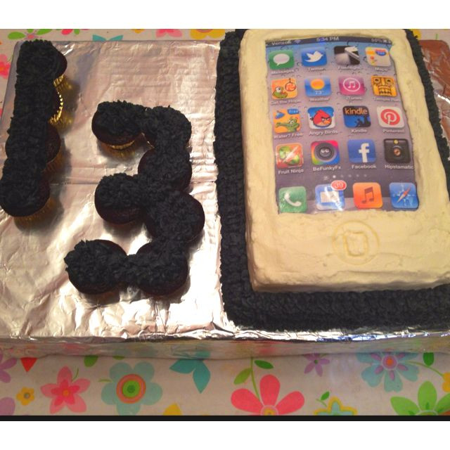 Birthday Party Ideas For 13 Year Old Boys
 iPhone techie birthday cake for a 13 year old party