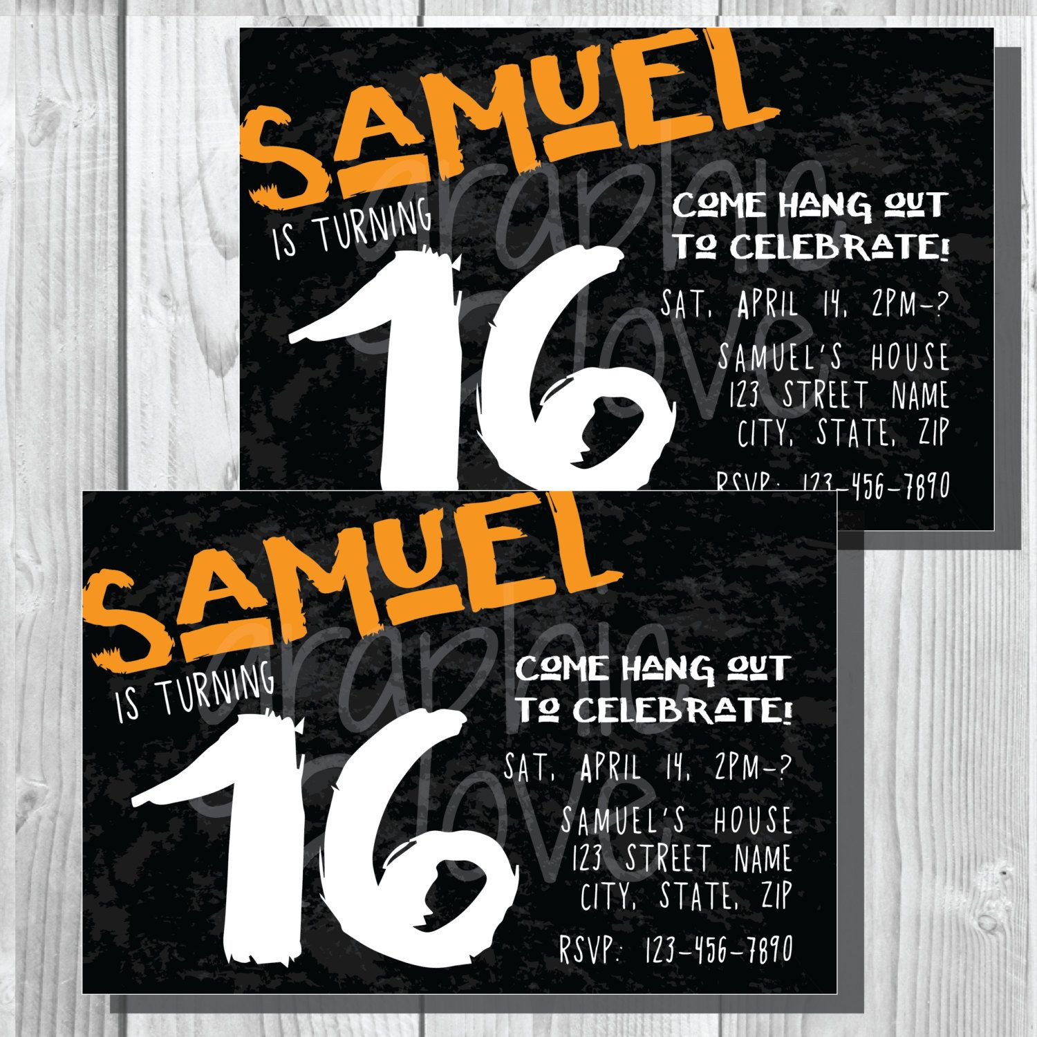 Birthday Party Ideas For Boys Age 16
 Teen Boy Simple Grunge Birthday Invitation Any Age