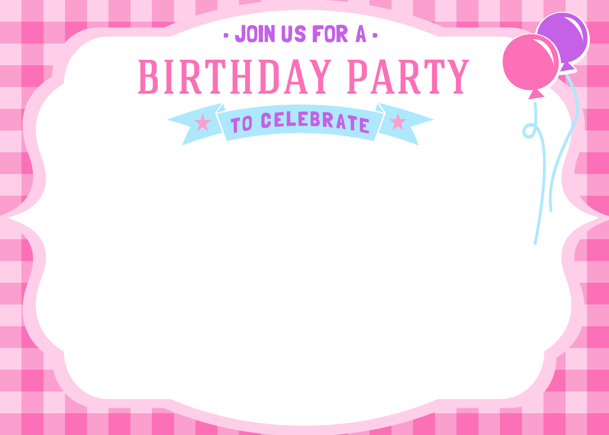 Birthday Party Invitation Template
 Free Printable Girls Birthday Invitations – FREE Printable