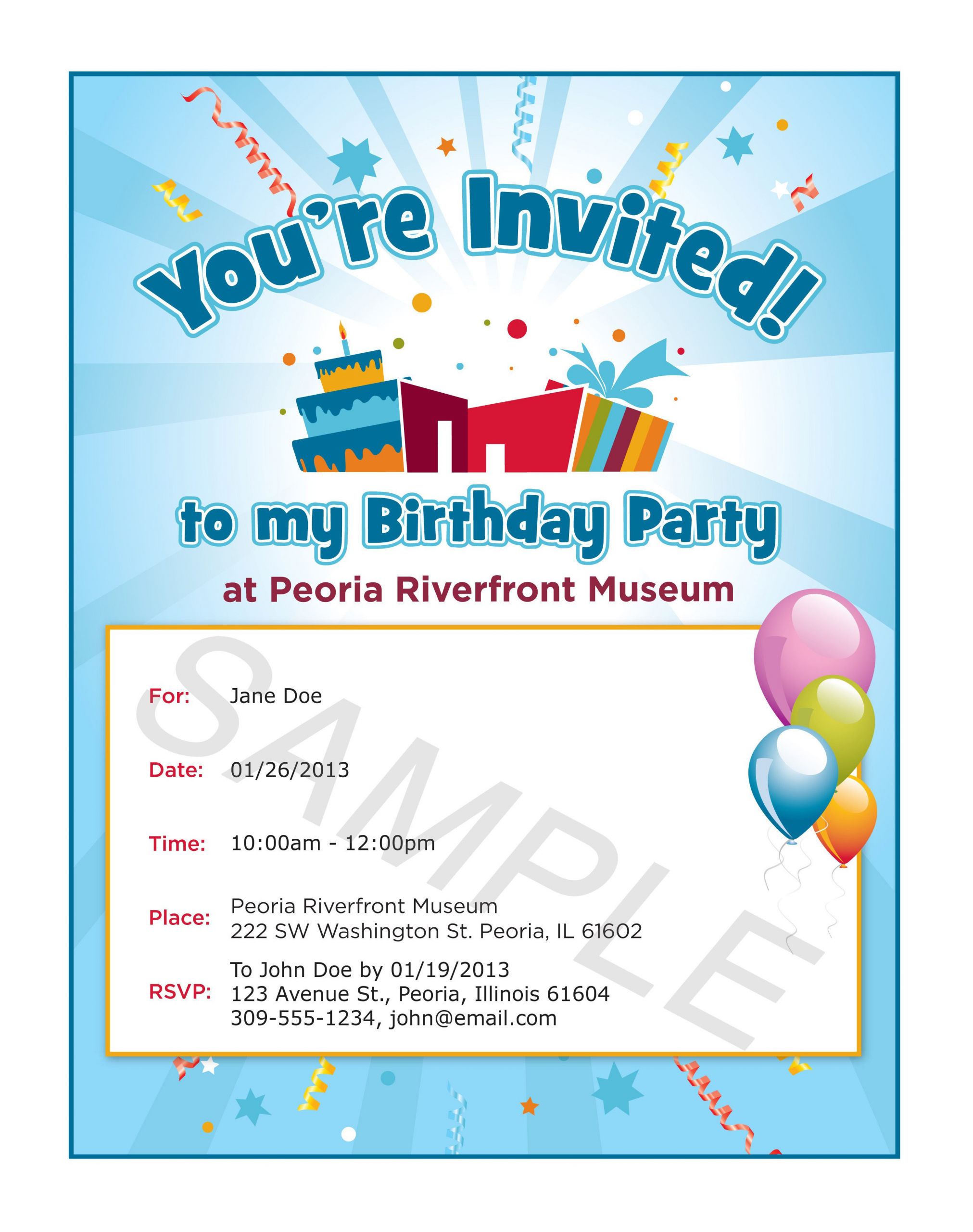 Birthday Party Invitation Template
 Birthday Party Invitation Template Birthday Party