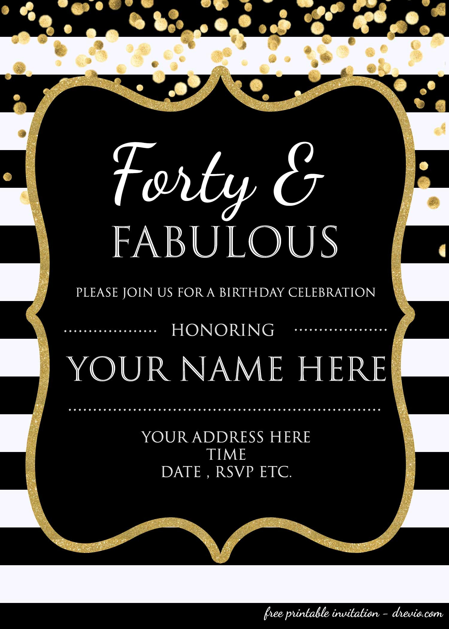 Birthday Party Invitation Template
 Forty & Fabulous 40th Birthday Invitation Template PSD