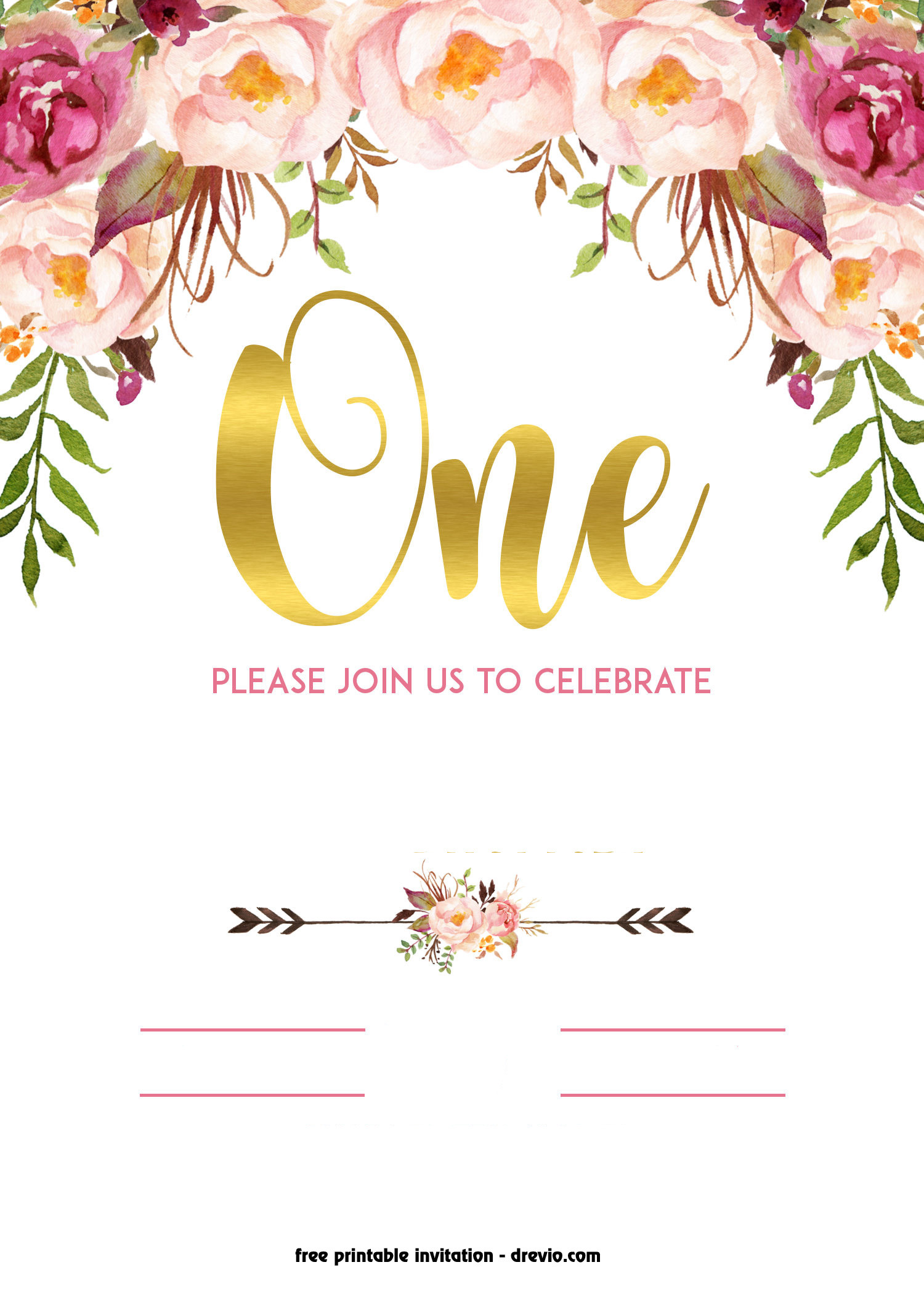 Birthday Party Invitation Template
 FREE Printable 1st Birthday Invitation – Vintage Style