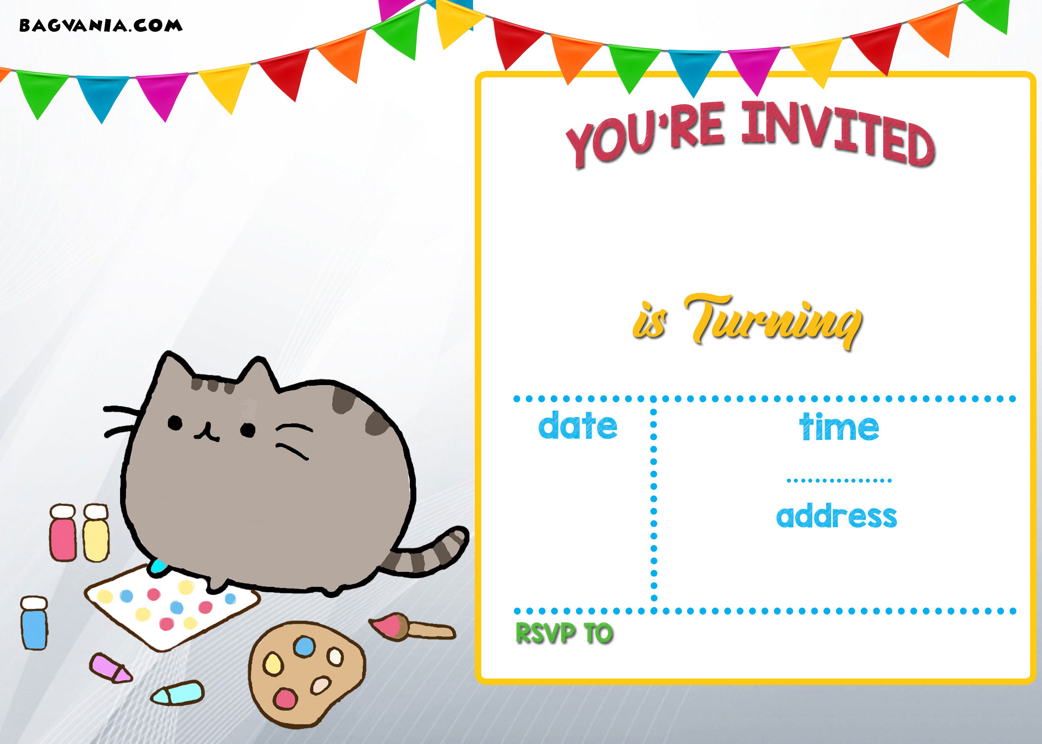 Birthday Party Invitations Online
 FREE Printable Pusheen Birthday Invitation Template