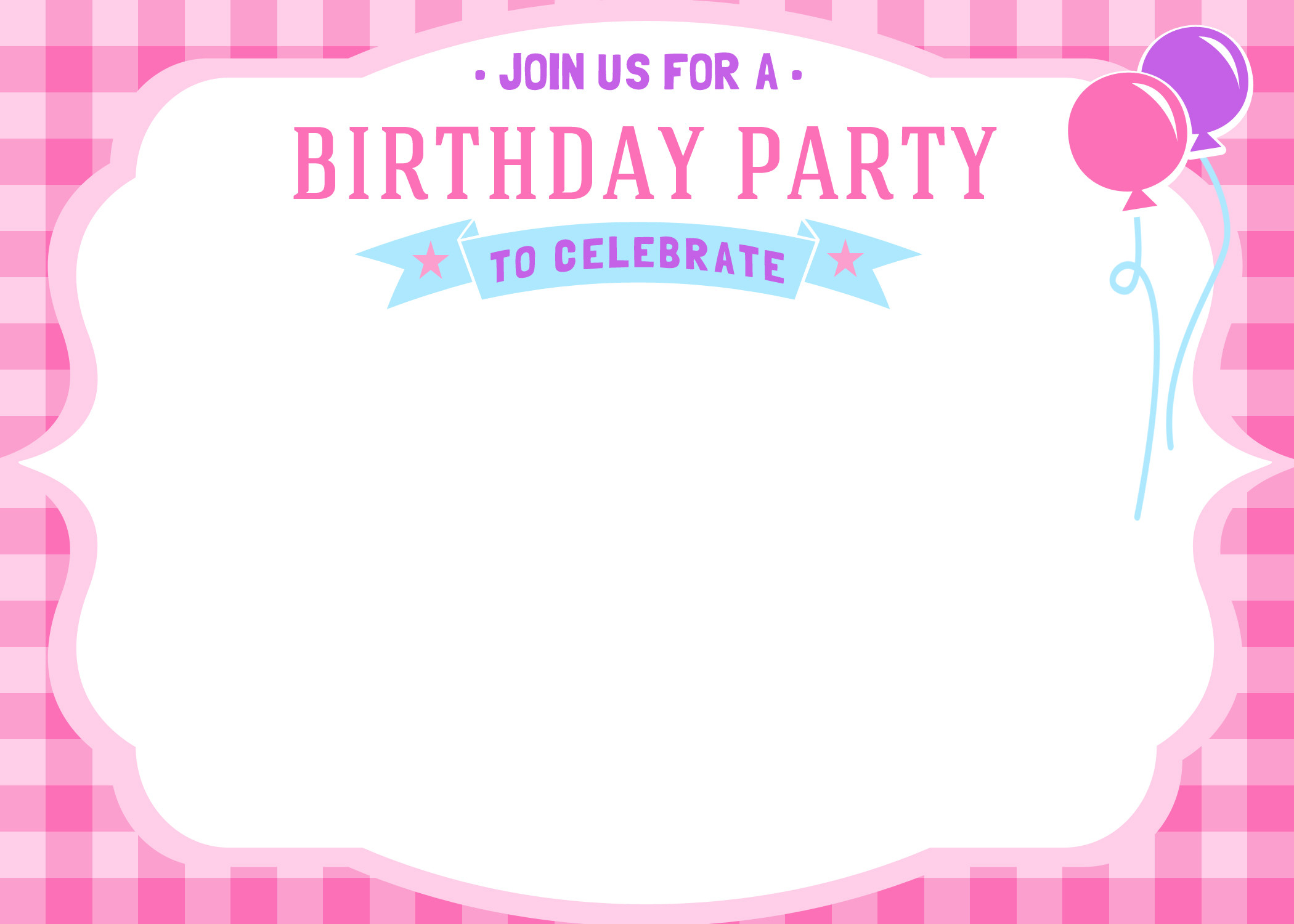 Birthday Party Invitations Template
 Free Printable Girls Birthday Invitations – FREE Printable