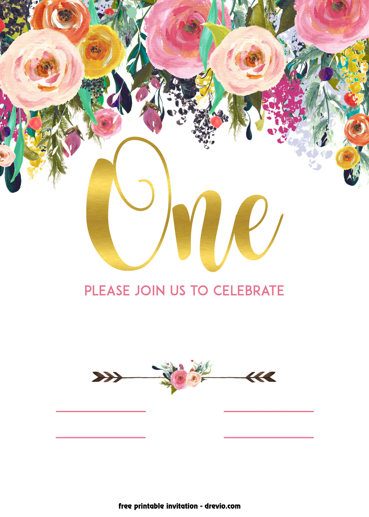 Birthday Party Invitations Template
 FREE Printable 1st Birthday Invitation – Vintage Style