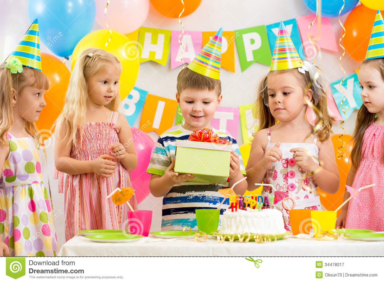 Birthday Party Photography
 Group Kids At Birthday Party Stock Image Image of