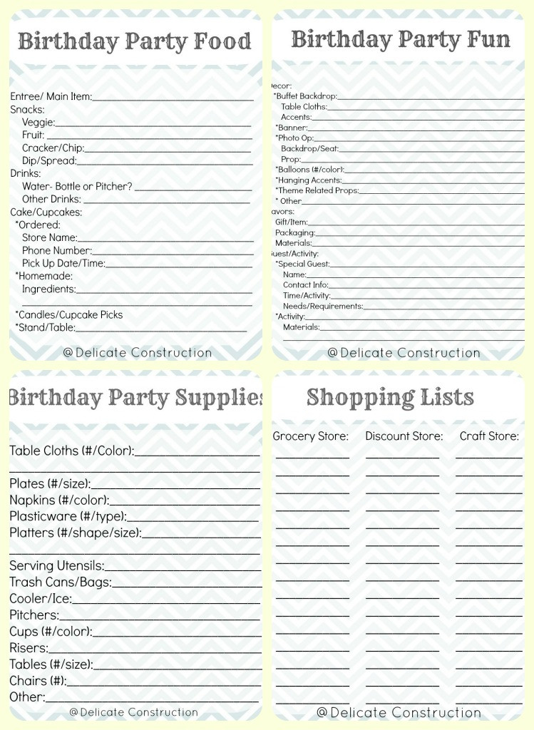 Birthday Party Planner
 Birthday Party Planning Printables Delicate Construction