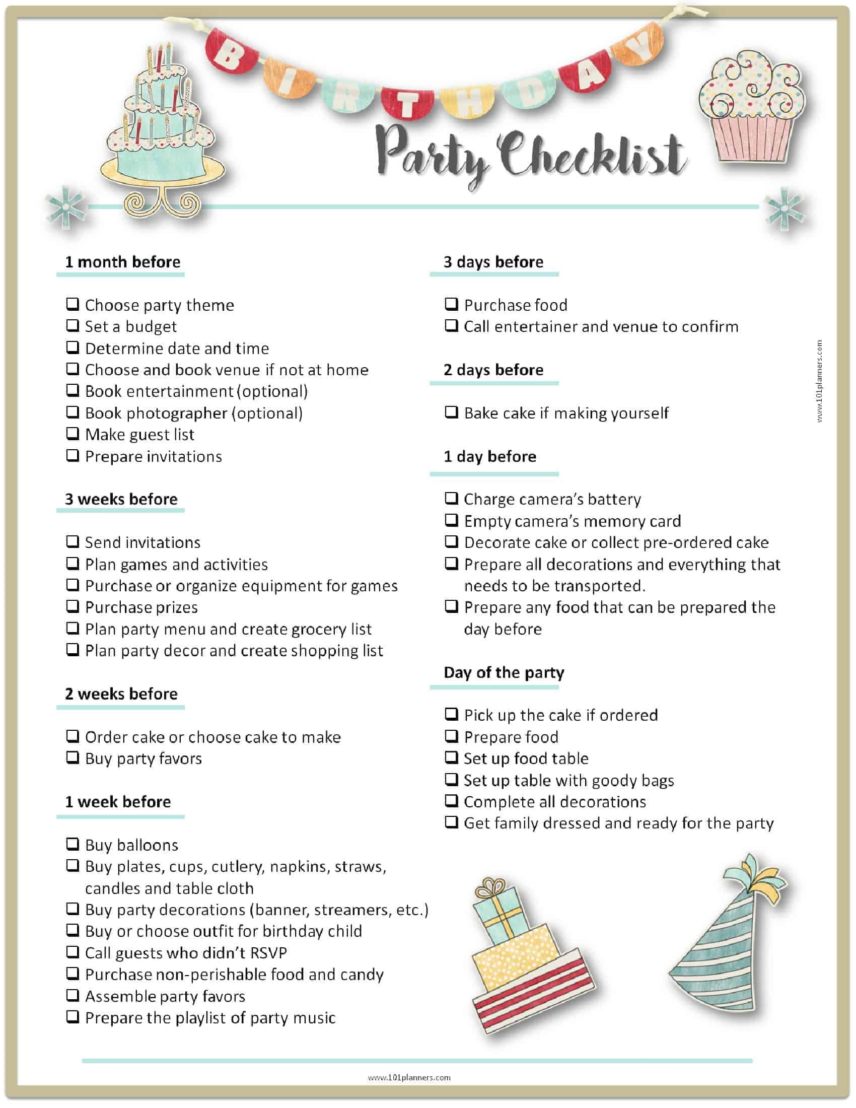 Birthday Party Planner
 Party Planning Template