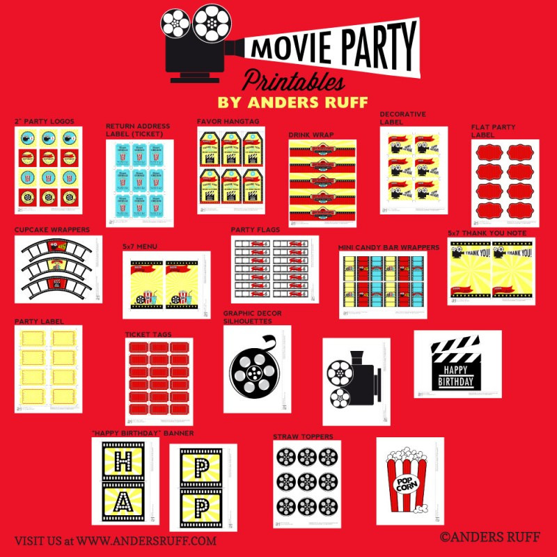 Birthday Party Printables
 Movie Birthday Party Printables Collection