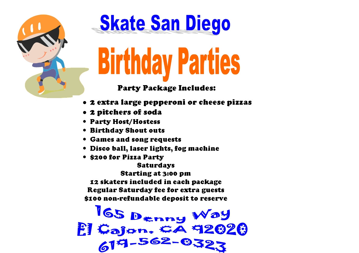 Birthday Party San Diego
 Birthday Parties Skate San Diego