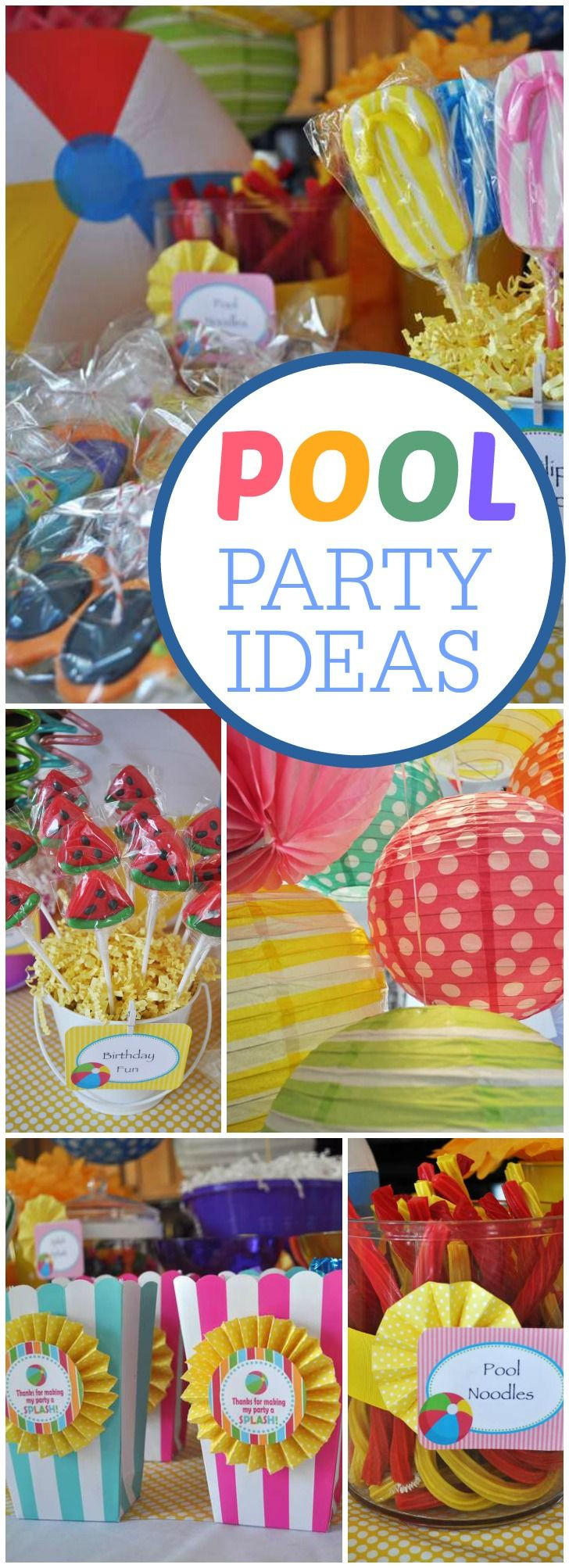 Birthday Pool Party Ideas
 This fun pool birthday party has lots of flip flops and