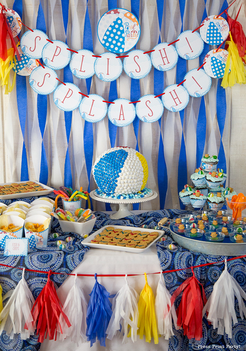 Birthday Pool Party Ideas
 Beach Ball Pool Party Birthday Bash Press Print Party