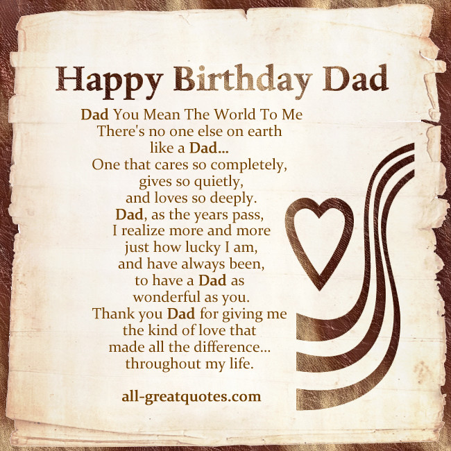 Birthday Quotes For Dad
 Happy Birthday Dad Quotes QuotesGram