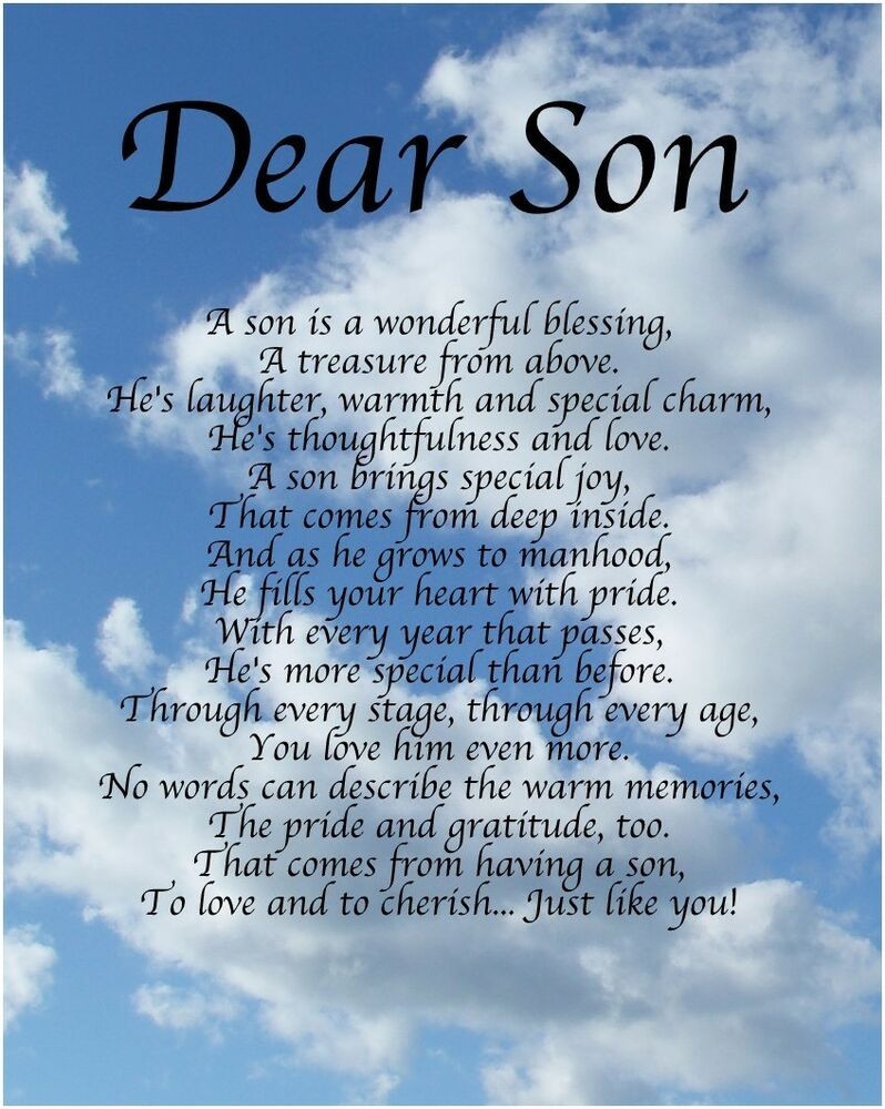 Birthday Quotes For Son From Mom
 Personalised Dear Son Poem Birthday Christmas Gift Present