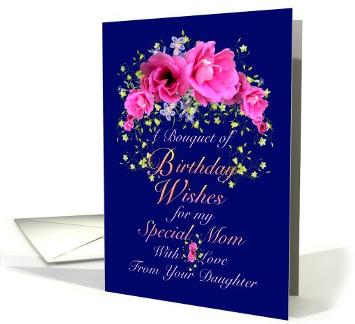 Birthday Wishes For Daughter From Mom
 Mom Birthday Wishes from Daughter Pink Bouquet card