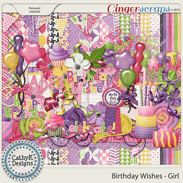 Birthday Wishes For Girl
 GingerScraps Kits Birthday Wishes Girl Kit