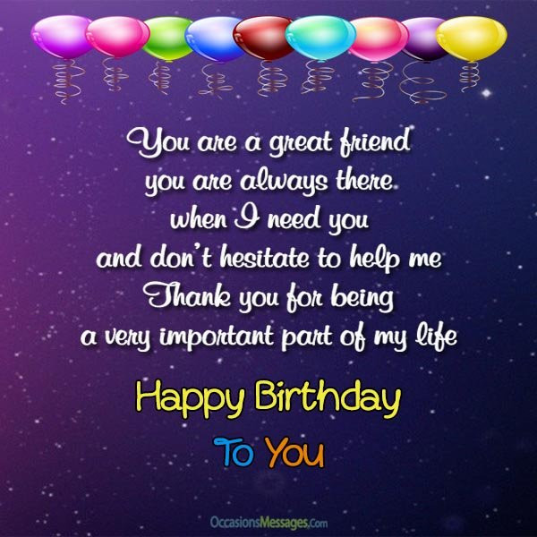 Birthday Wishes To A Great Friend
 Top 200 Birthday Wishes for Friends Occasions Messages